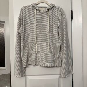 Bella Dahl Striped Gray and White Hoodie Size M